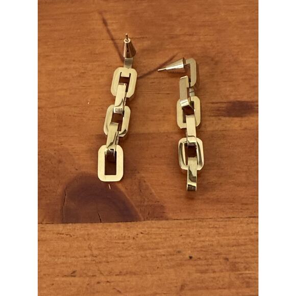 Eddie Borgo Timeless Supra Link Drop Earrings 12K Gold Plated NIP Elegant - Picture 5 of 16